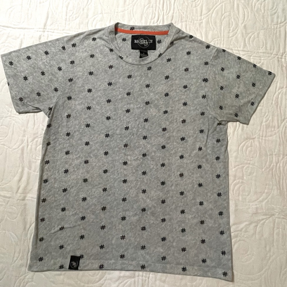 🔖Brooklyn Standard T Shirt Grey and Black Hashtag Medium